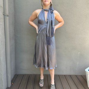 NWT RARE Silk DIANE VON FURSTERNBERG Steel Grey Halter Diandra Dress - size 4